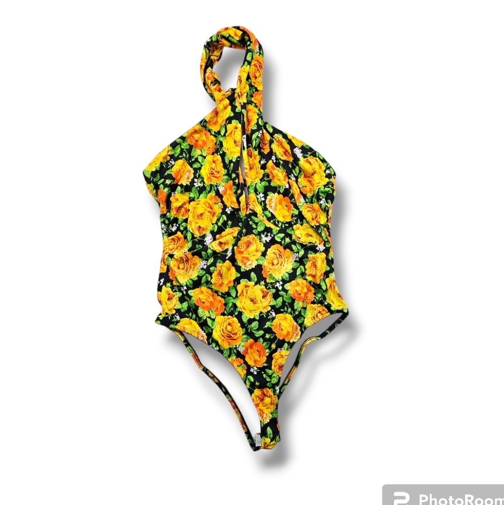 🌞NWOT Zara Twist Cross Neck floral halter Top bodysuit size S/M 0264/455/056 - Picture 10 of 14